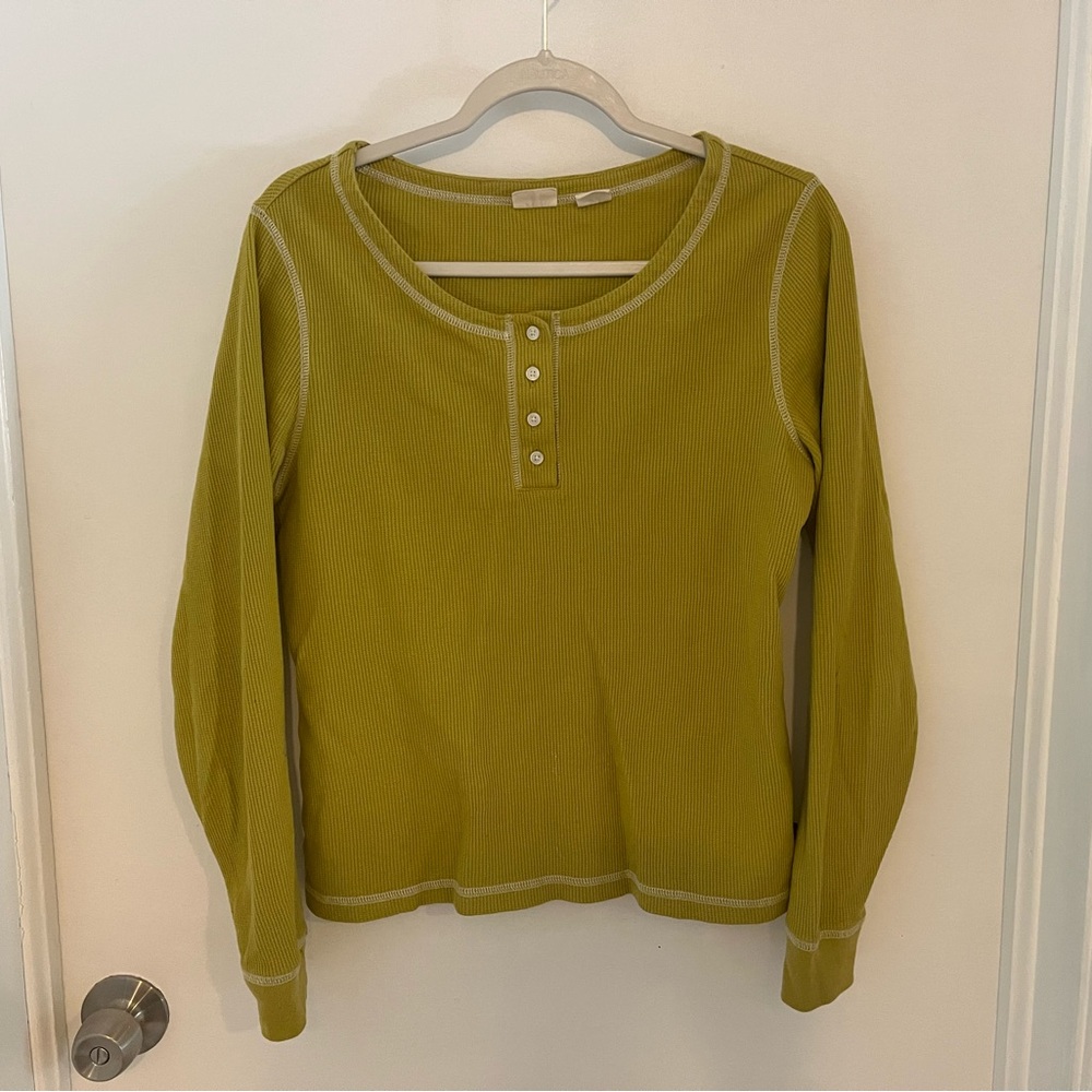 Levi's Olive Green Waffle Knit Henley Top
